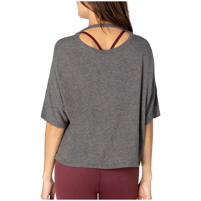 Beyond Yoga Brushed Back Tee Heather Grey