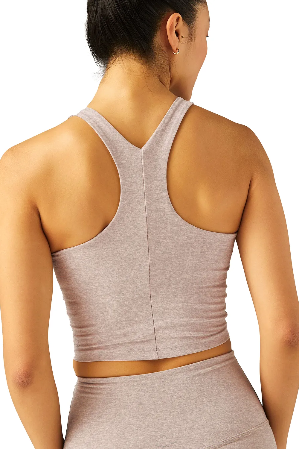 Beyond Yoga Spacedye Focus Cropped Tank in Chai