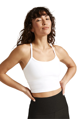 Beyond Yoga Spacedye Slim Racerback Cropped Tank in Cloud White