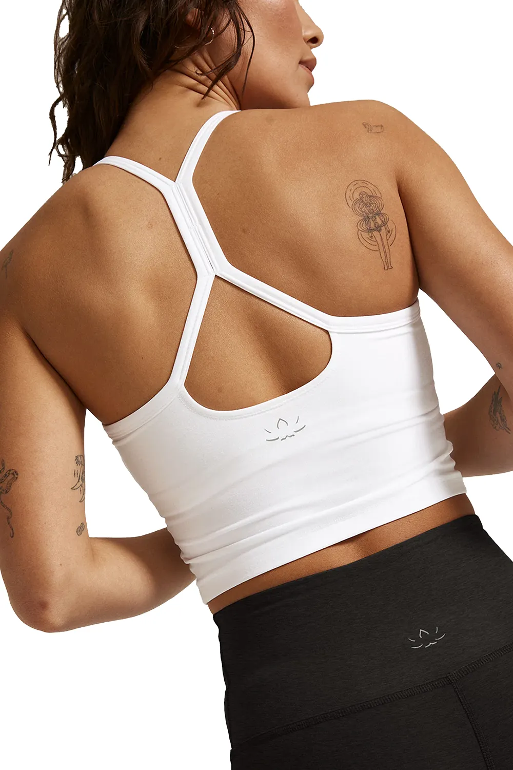 Beyond Yoga Spacedye Slim Racerback Cropped Tank in Cloud White