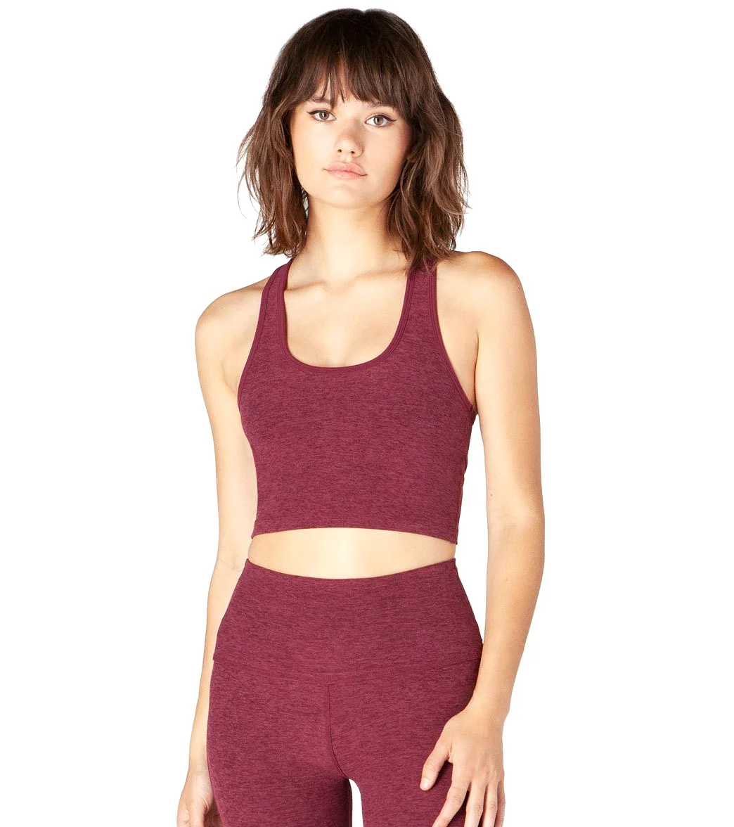 Beyond Yoga Spacedye Slip Open Cropped Yoga Tank Burgundy