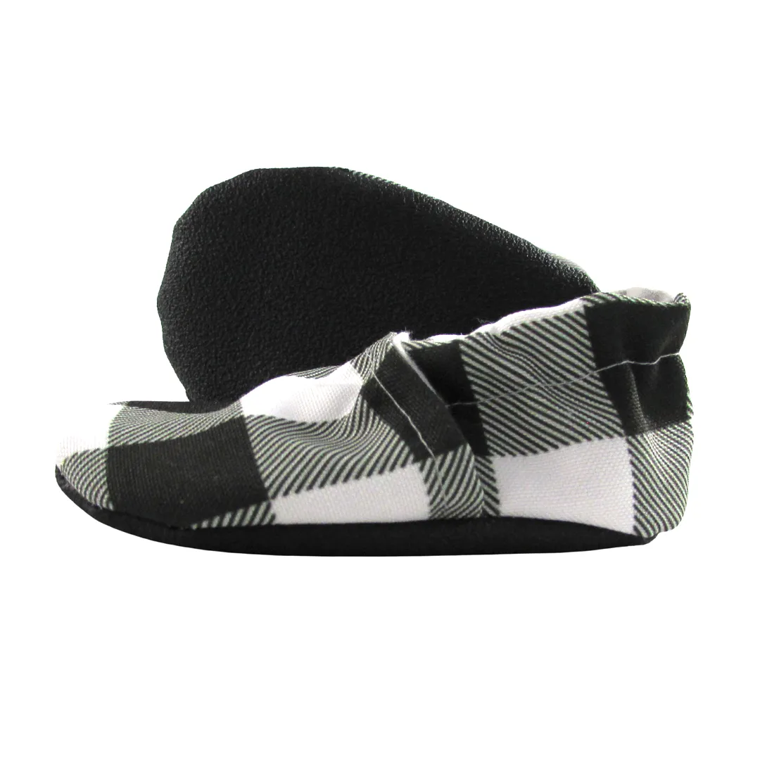 Black and White Buffalo Check Eco-Canvas Baby Shoes