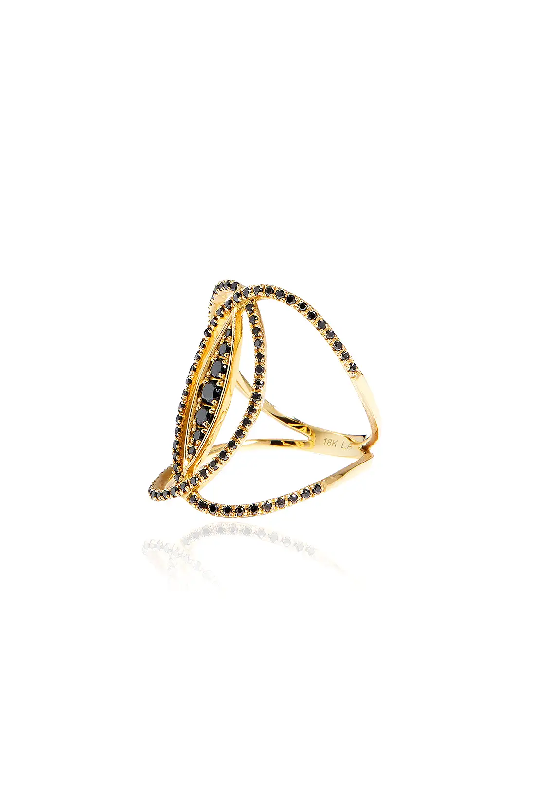 Black Diamond Marquis Ring in 18k Yellow Gold