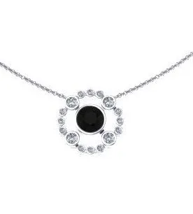 Black Diamond Necklace 14K White Gold Necklace with 5mm Black Diamond Center Valentine's Gift Women's Jewelry Gemstone Necklace 