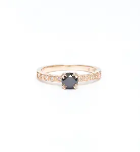 Black Diamond Tiny Wheat Engagement Ring