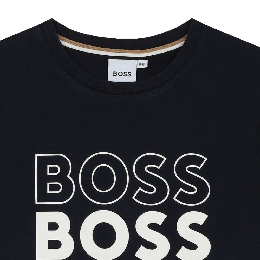 Boss T-Shirt Multi Logo Navy