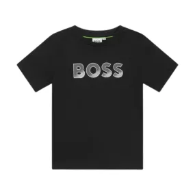 Boss T-Shirt Ombre Grey Logo Black