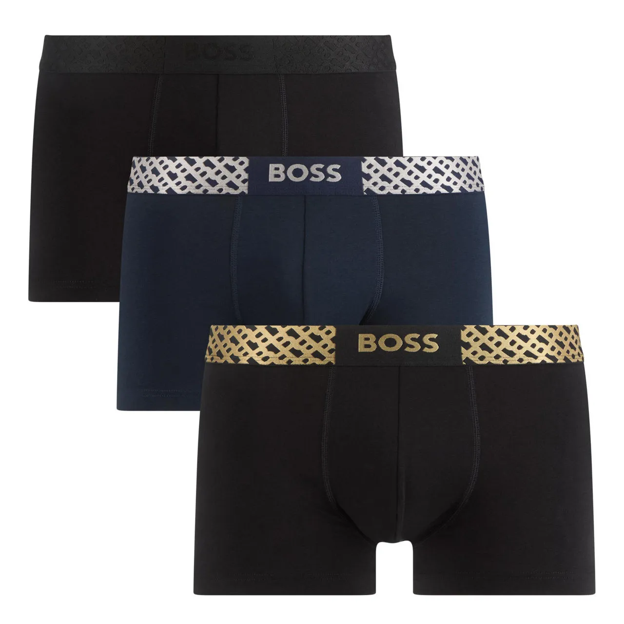 BOSS The Sustainable Edit Three-Pack Metallic Logo Boxers - Black