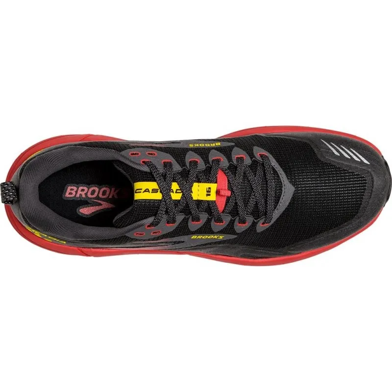 BROOKS CASCADIA 16 BLACK/FIERY RED/BLAZING YELLOW FOR MEN'S