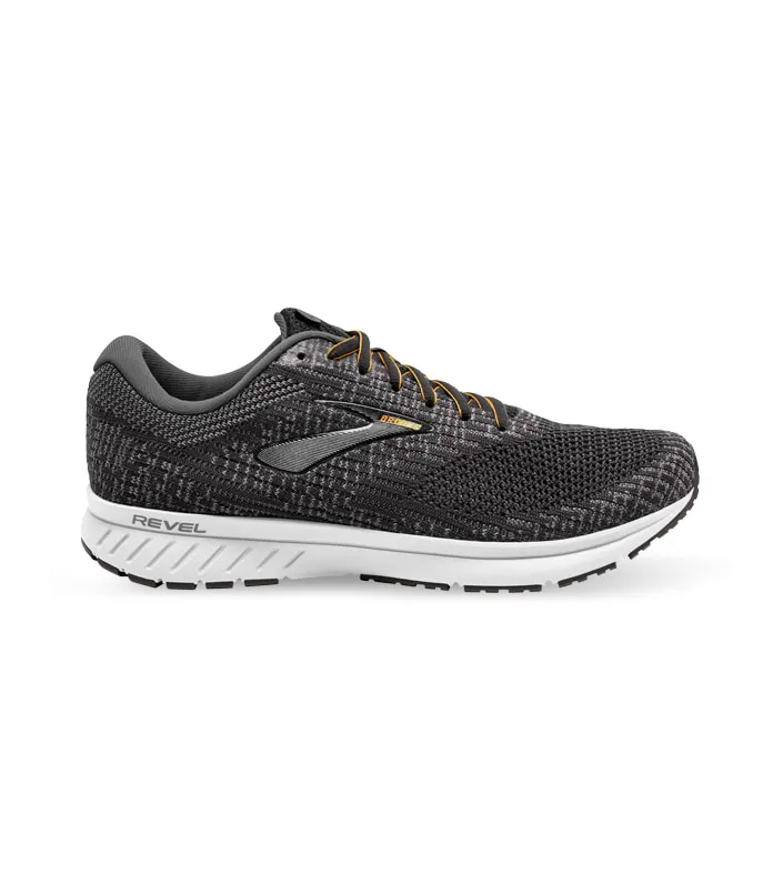 brooks revel 3 mens turbulence black orange