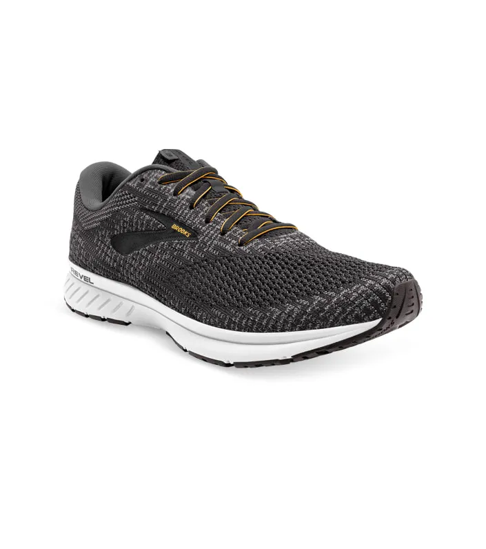 brooks revel 3 mens turbulence black orange