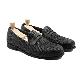 Buffalo - Men's Black Handmade Woven Leather Loafer