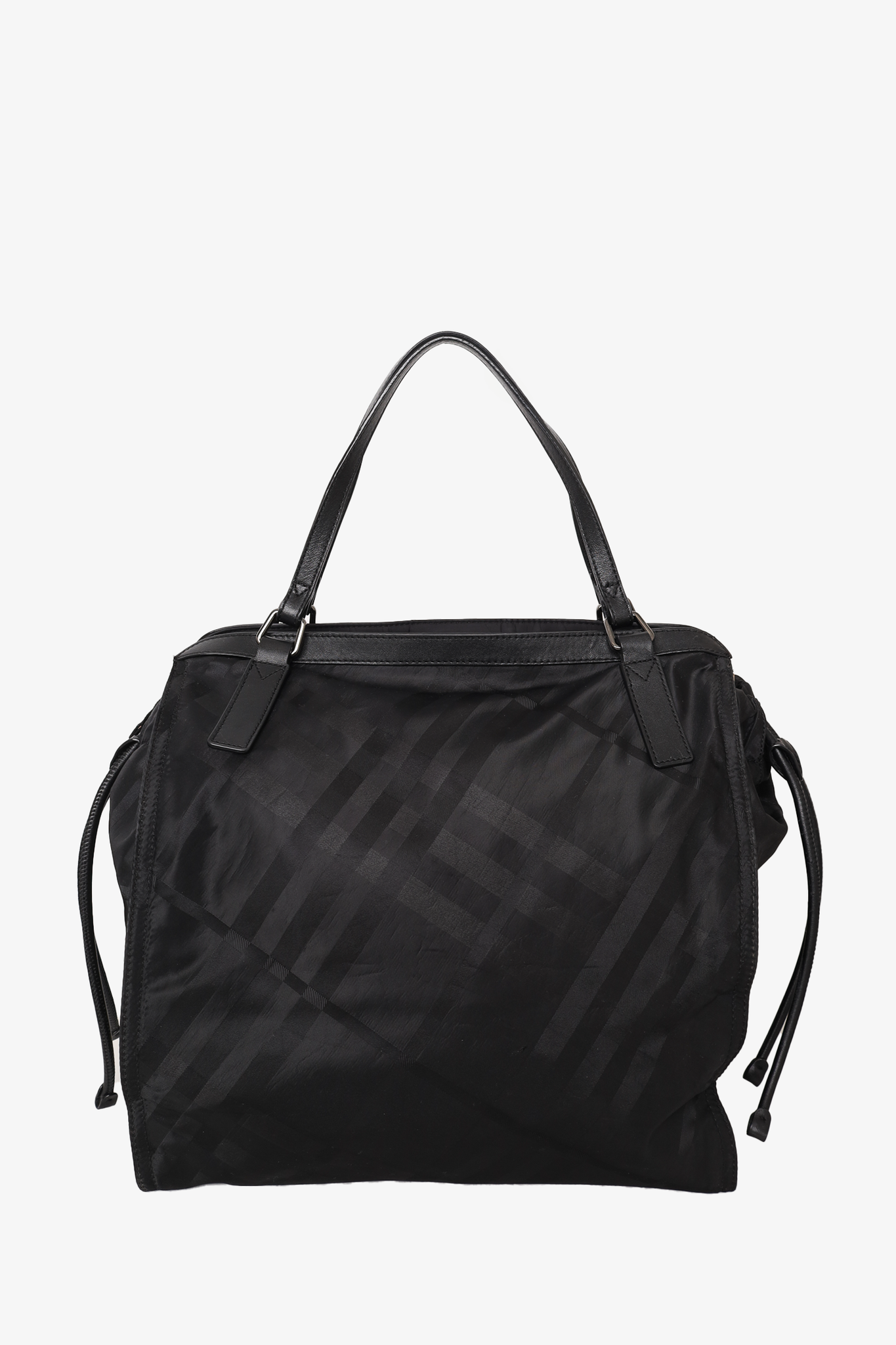 Burberry Black Nylon Check Tote Bag