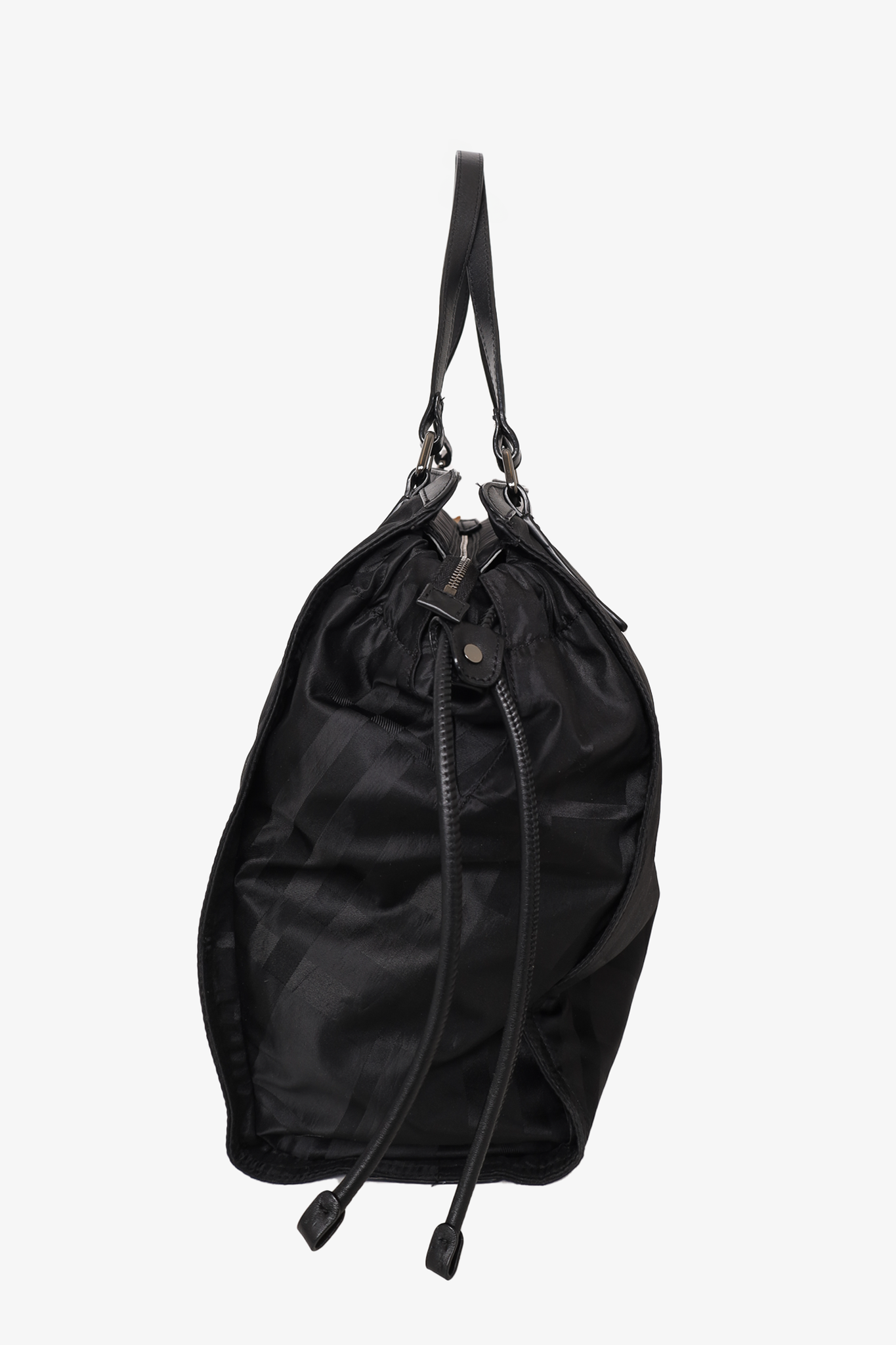 Burberry Black Nylon Check Tote Bag