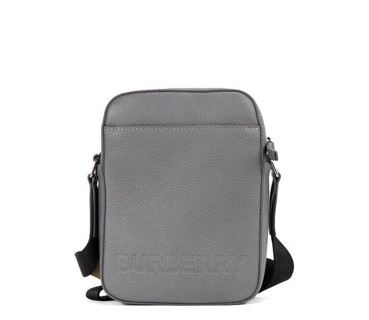 Burberry Embossed Logo Grainy Leather Crossbody Handbag 'Grey'