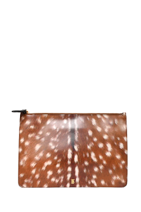 Burberry Leather Deer Printed Wristlet