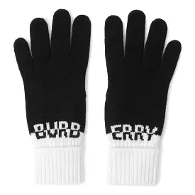 Burberry Logo Intarsia Two-Tone Cashmere Black White Gloves