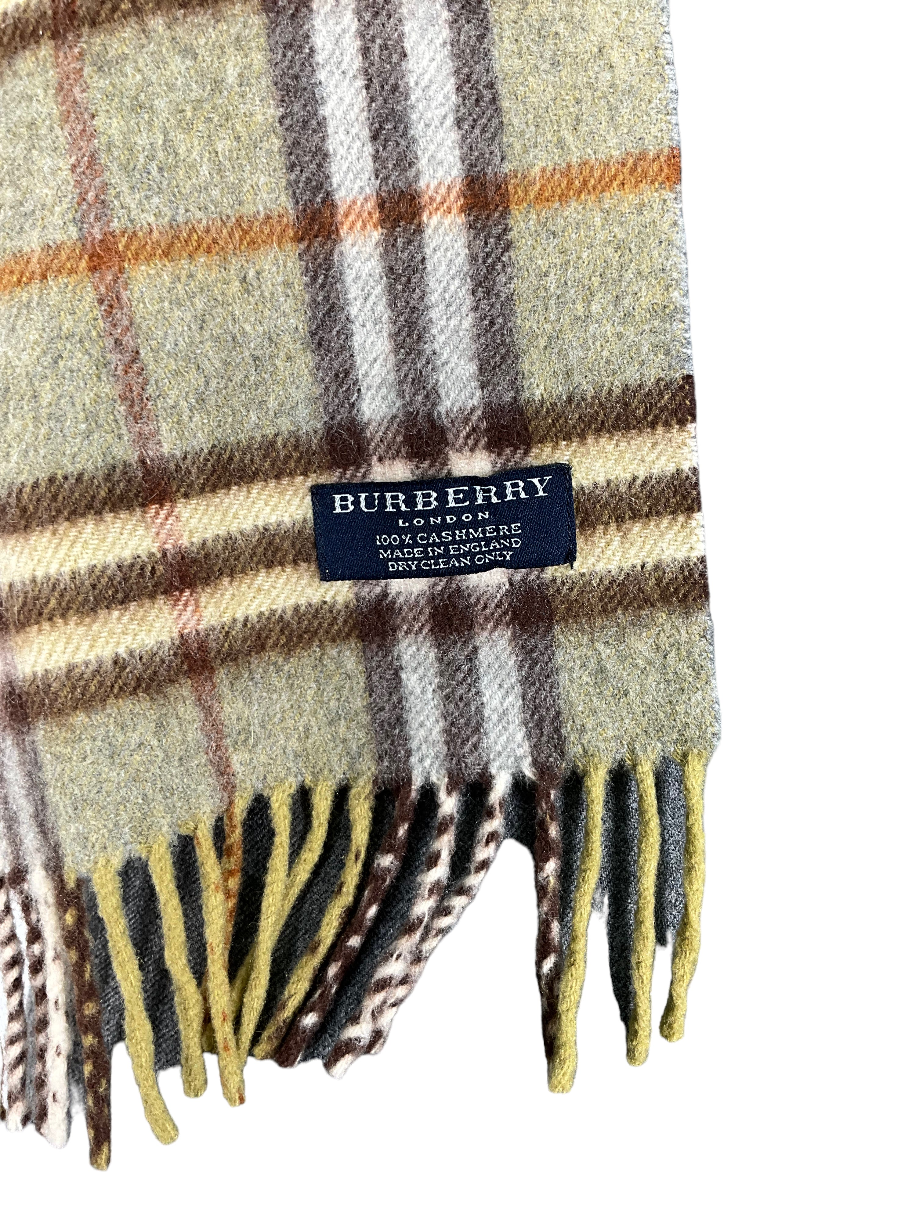 Burberry Olive Cashmere Scarf