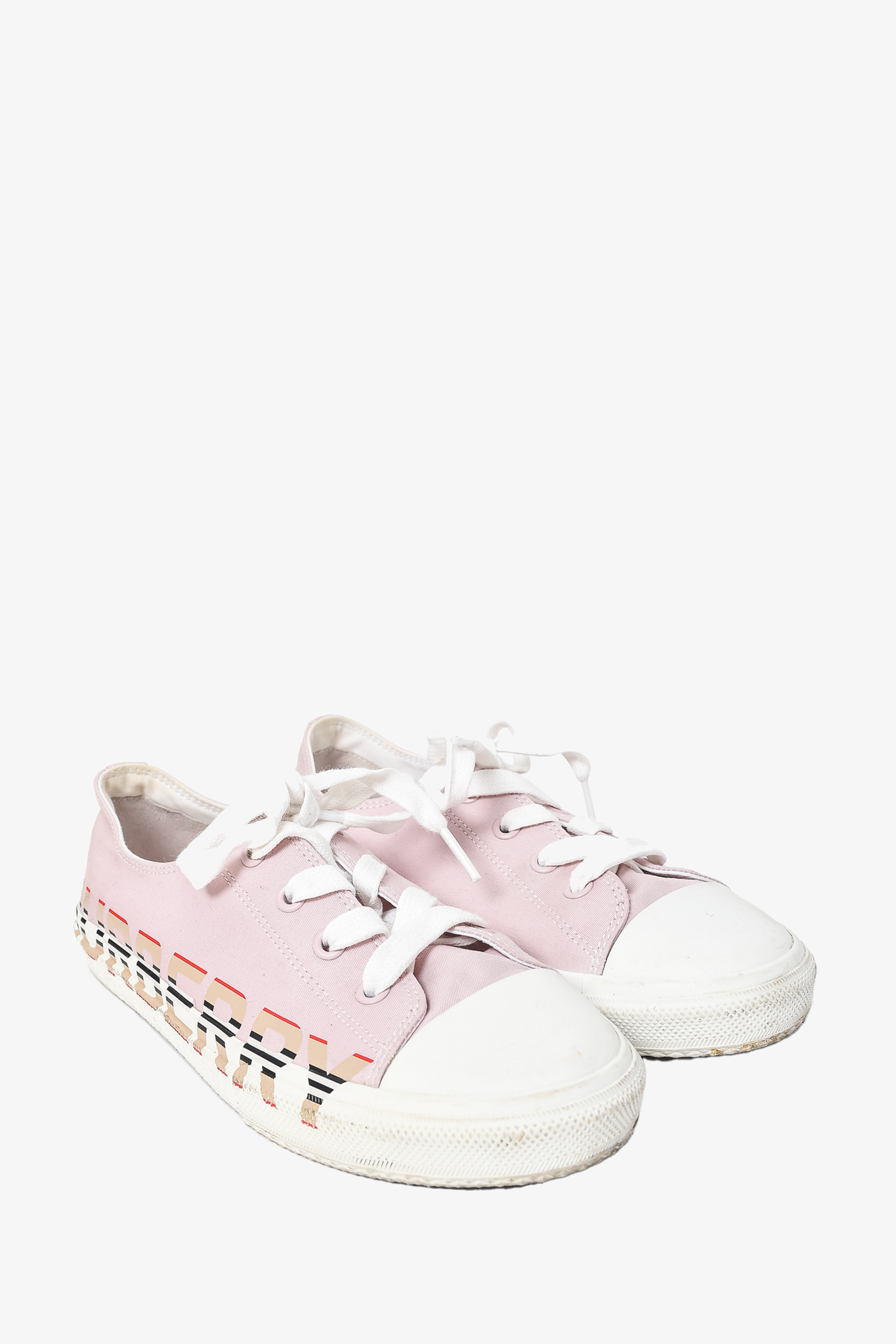 Burberry Pink Canvas Nova Logo Sneakers sz 35