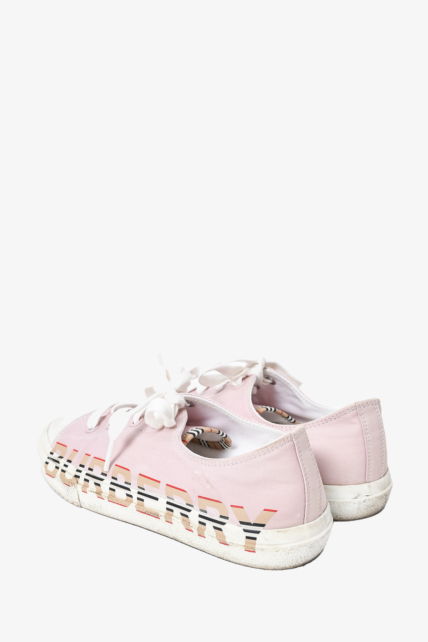 Burberry Pink Canvas Nova Logo Sneakers sz 35