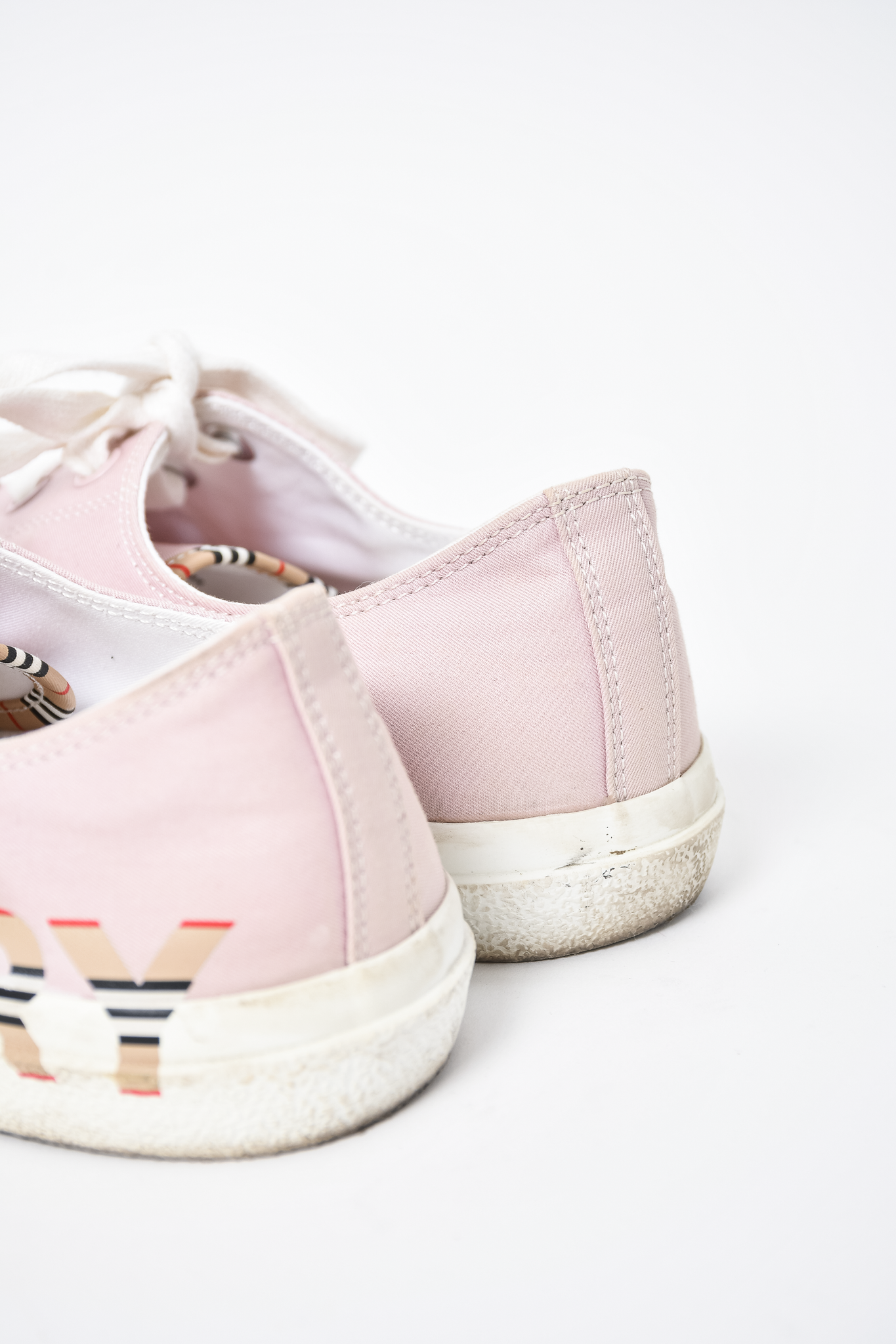 Burberry Pink Canvas Nova Logo Sneakers sz 35