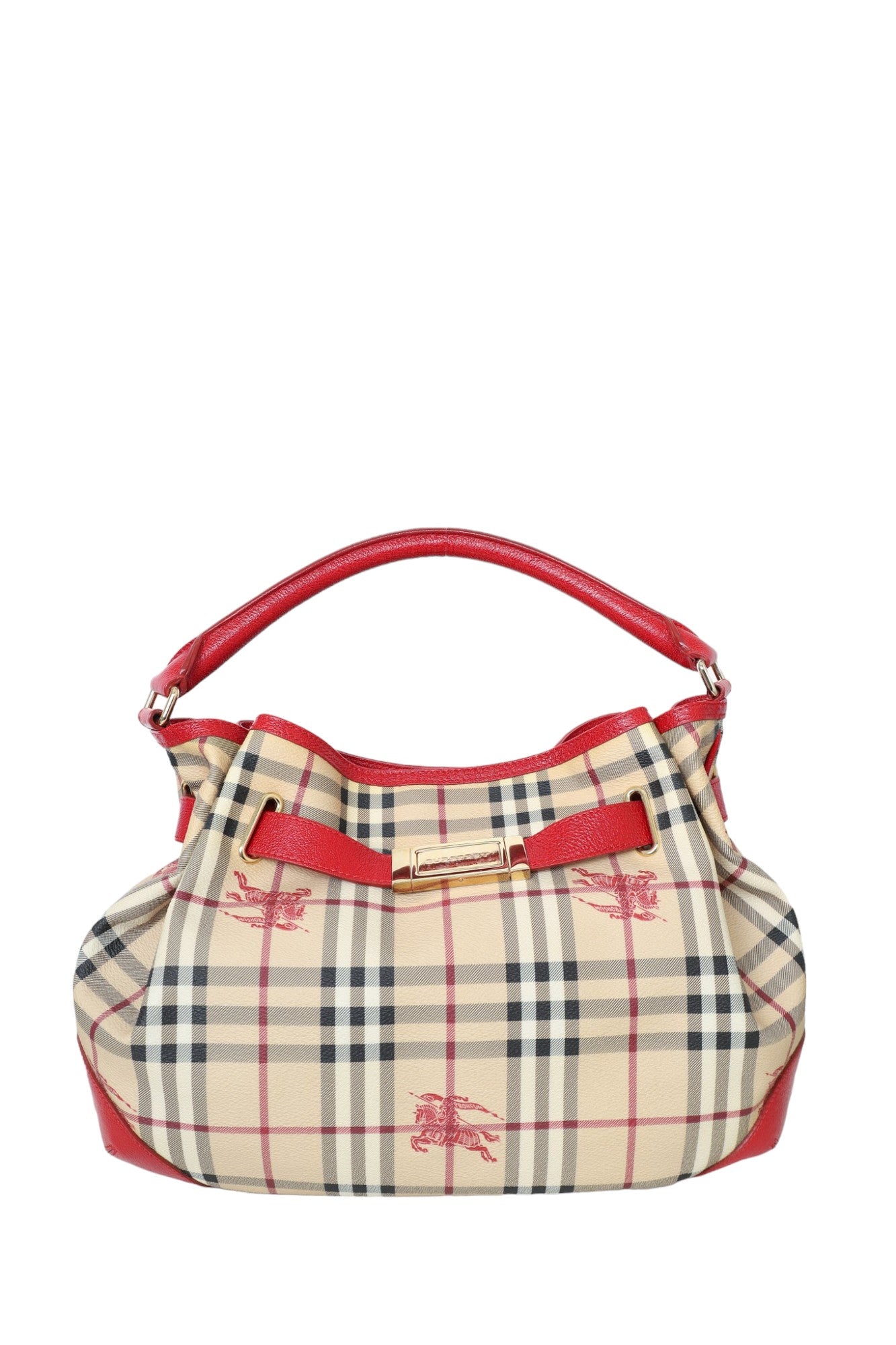 Burberry Red/Beige Haymarket Check Shoulder Bag