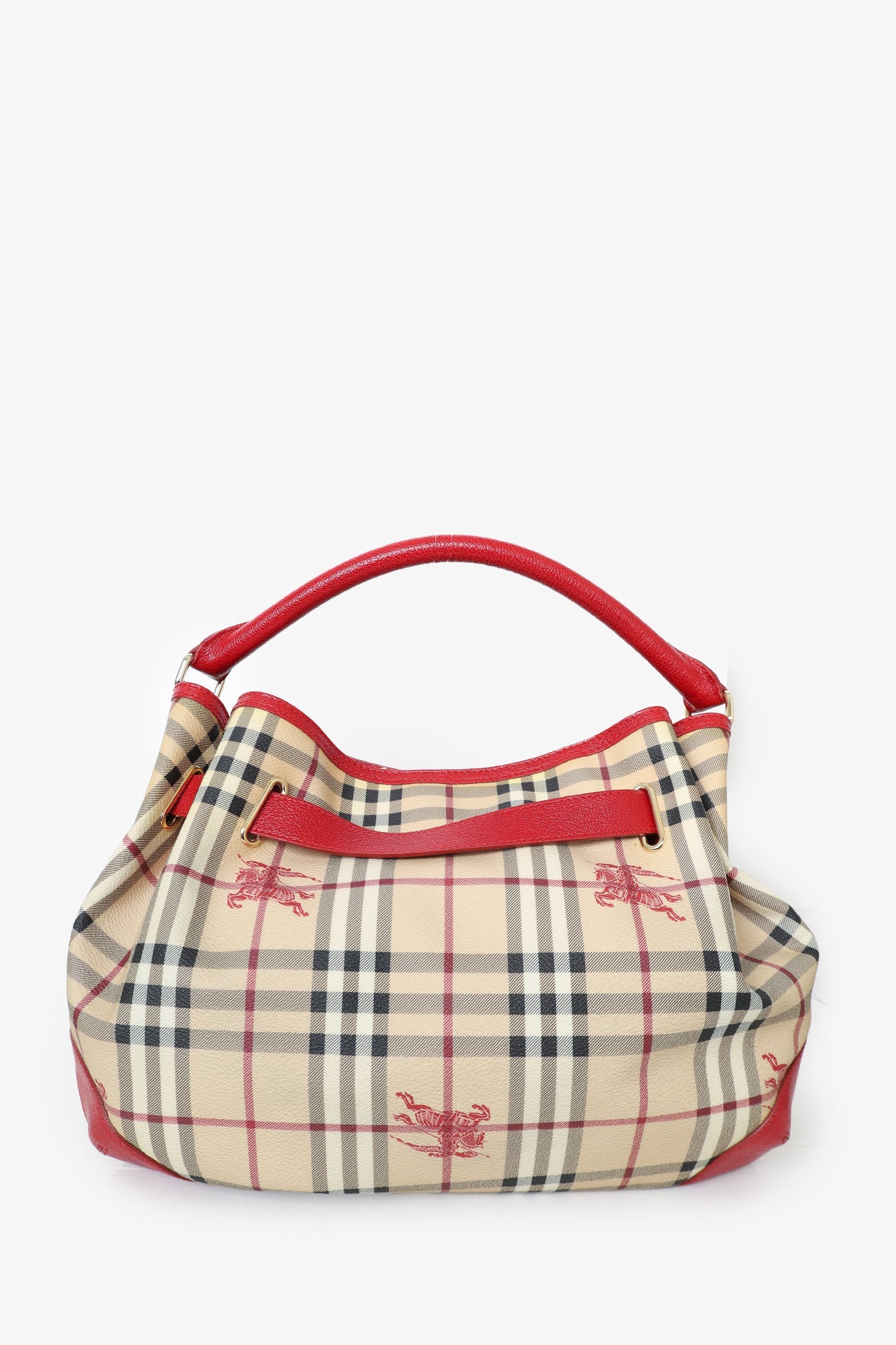 Burberry Red/Beige Haymarket Check Shoulder Bag