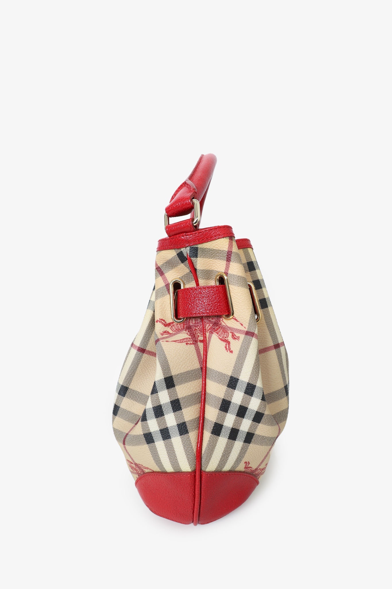 Burberry Red/Beige Haymarket Check Shoulder Bag