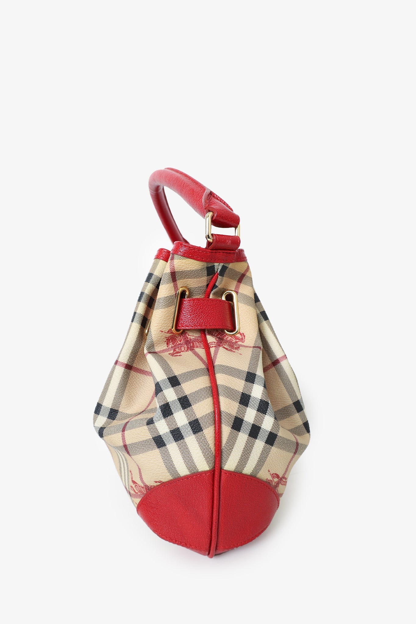 Burberry Red/Beige Haymarket Check Shoulder Bag