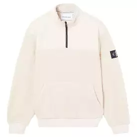 Calvin Klein Badge Sherpa Half Zip Fleece - Eggshell