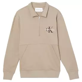 Calvin Klein Monogram Logo Quarter Zip - Perfect Taupe