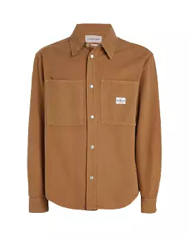 Camicia Uomo Clavin Klein Canvas Relaxed Linear Shirt Auburn