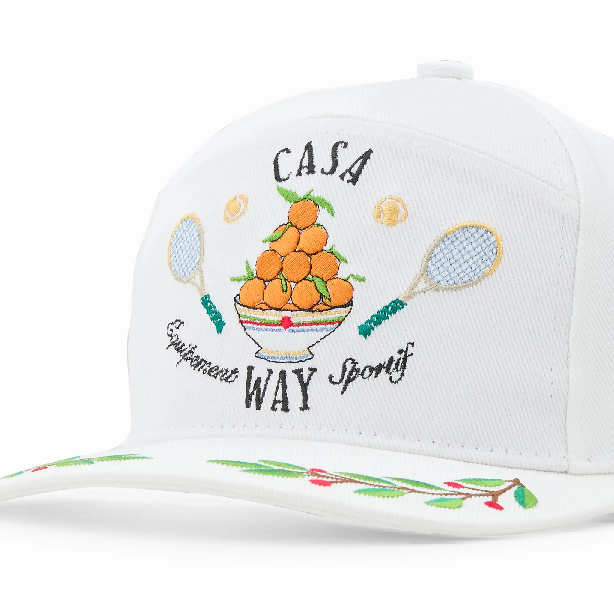 Casa Way Laurel Embroidered Cap White