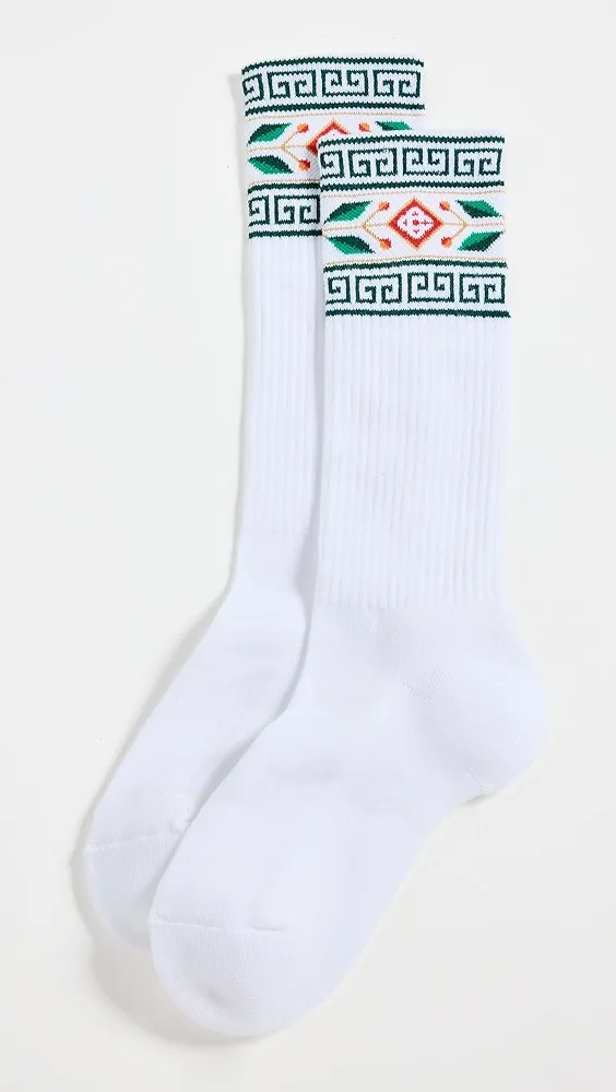 Casablanca   Cotton Blend Laurel Greek Border Socks 