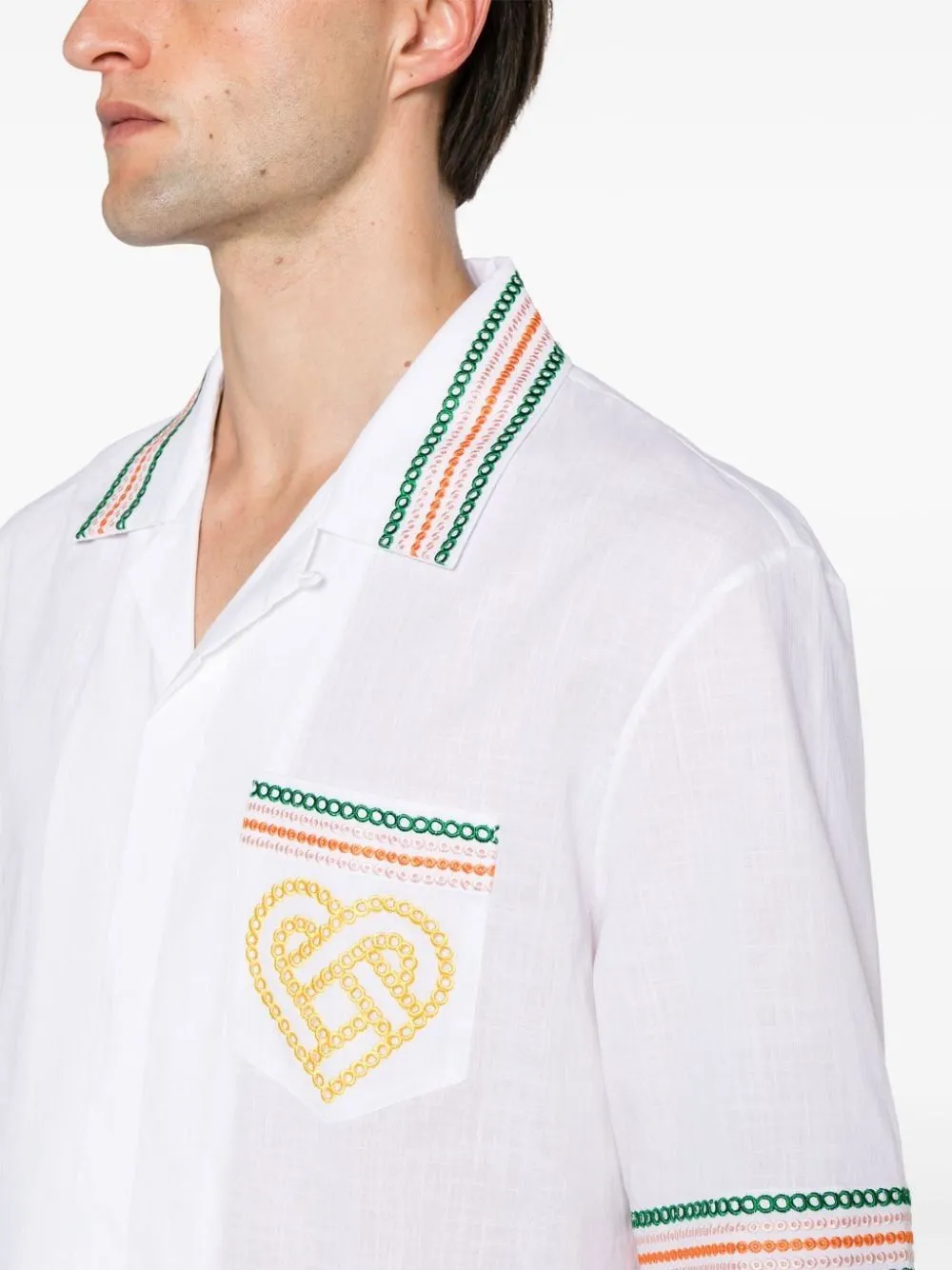 CASABLANCA Mens Gradient Silk Shirt with Embroidered Heart for SS24 Season