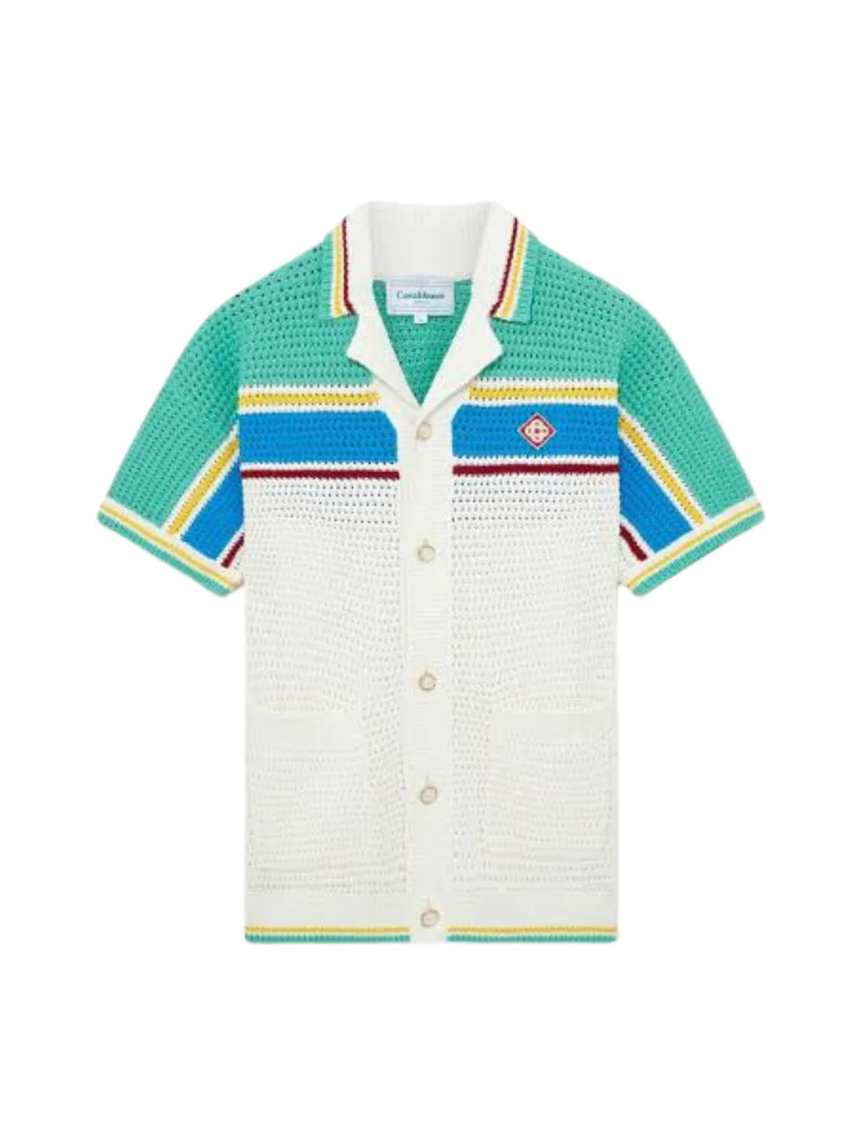 Casablanca Shirt Crochet Effect Tennis White-Blue Multi