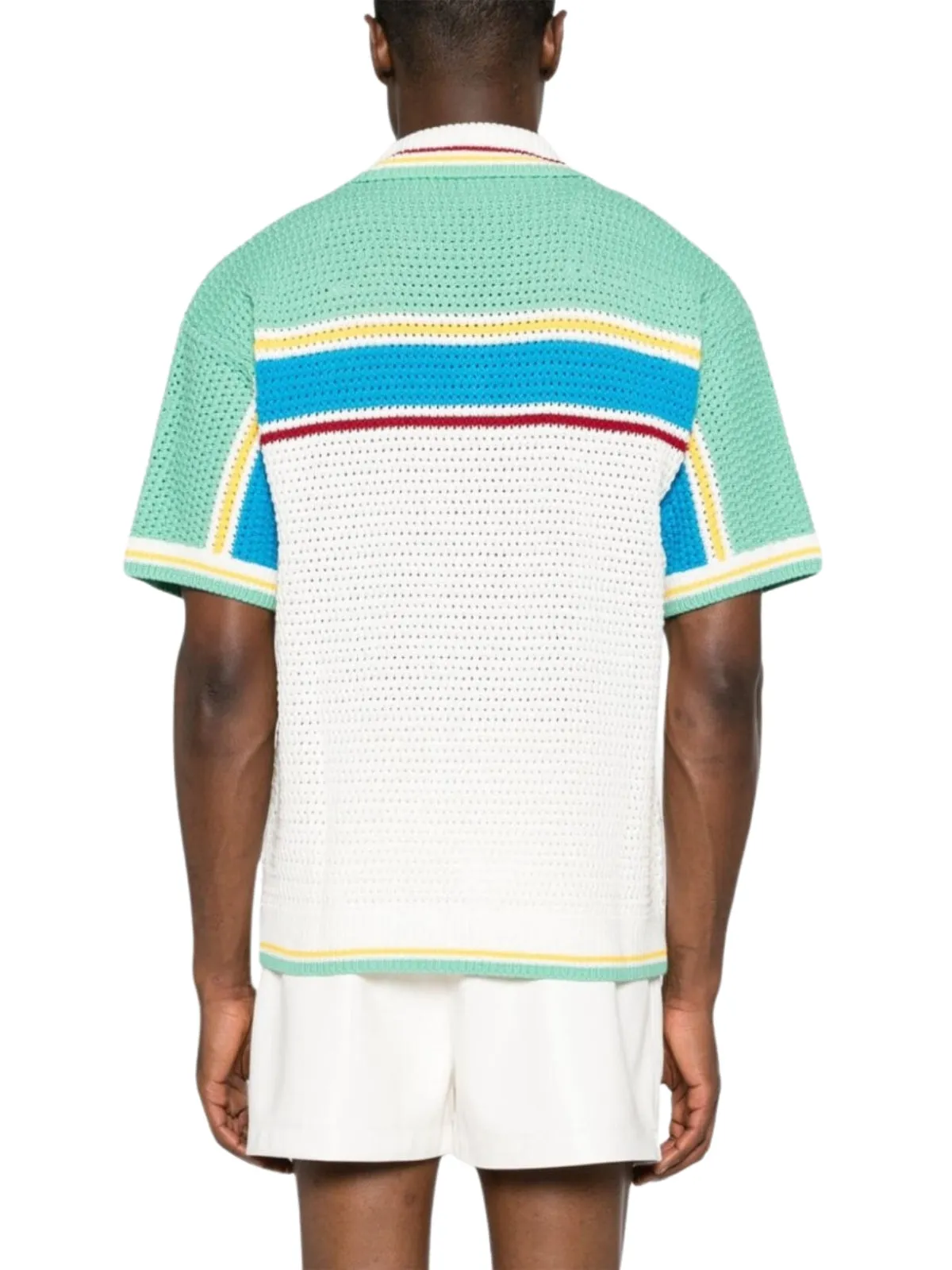 Casablanca Shirt Crochet Effect Tennis White-Blue Multi