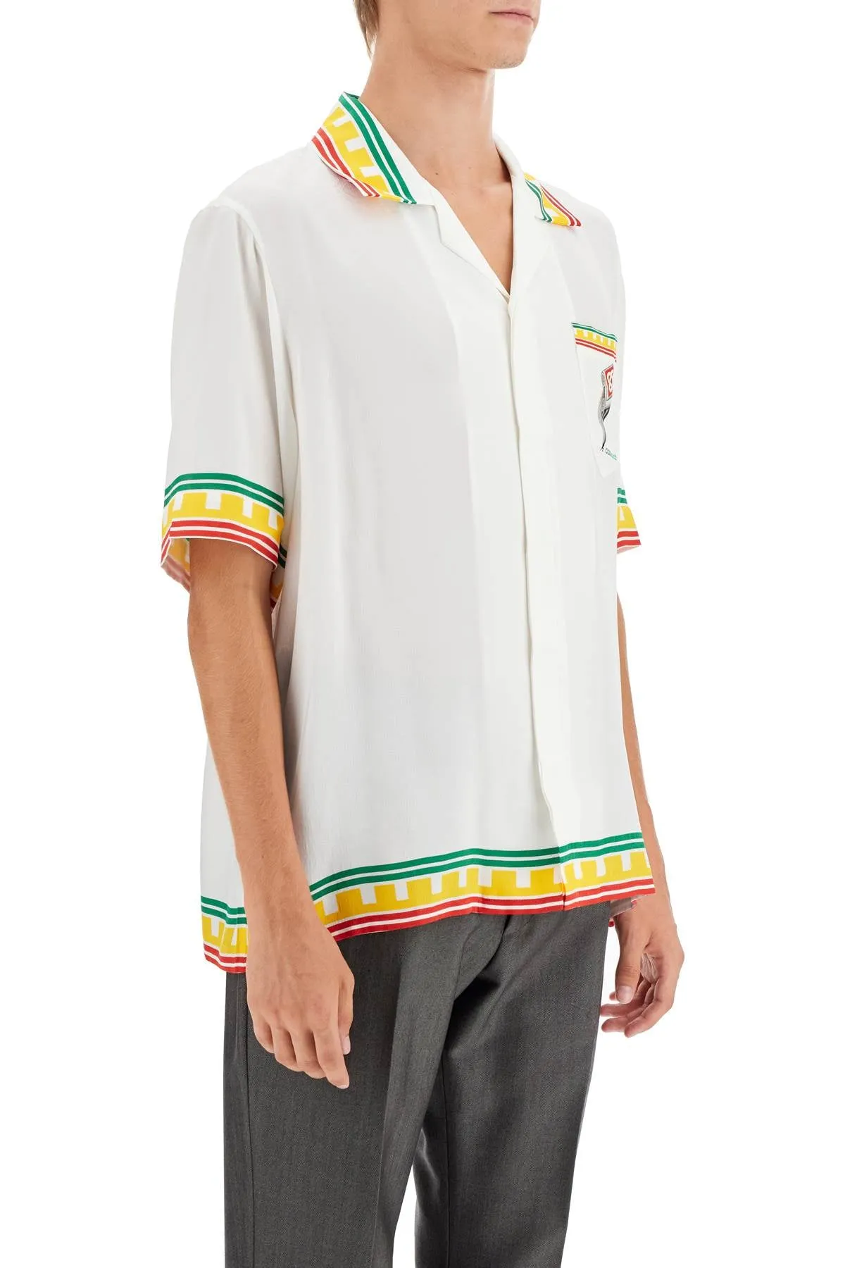 Casablanca Silk Leaning Column Shirt   White