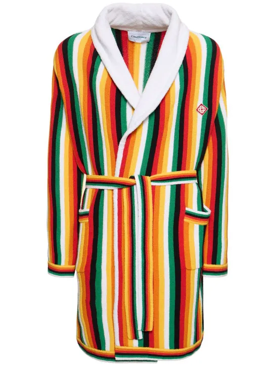 Casablanca   Striped cotton blend toweling bathrobe 