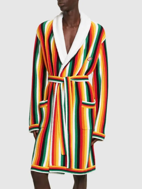 Casablanca   Striped cotton blend toweling bathrobe 