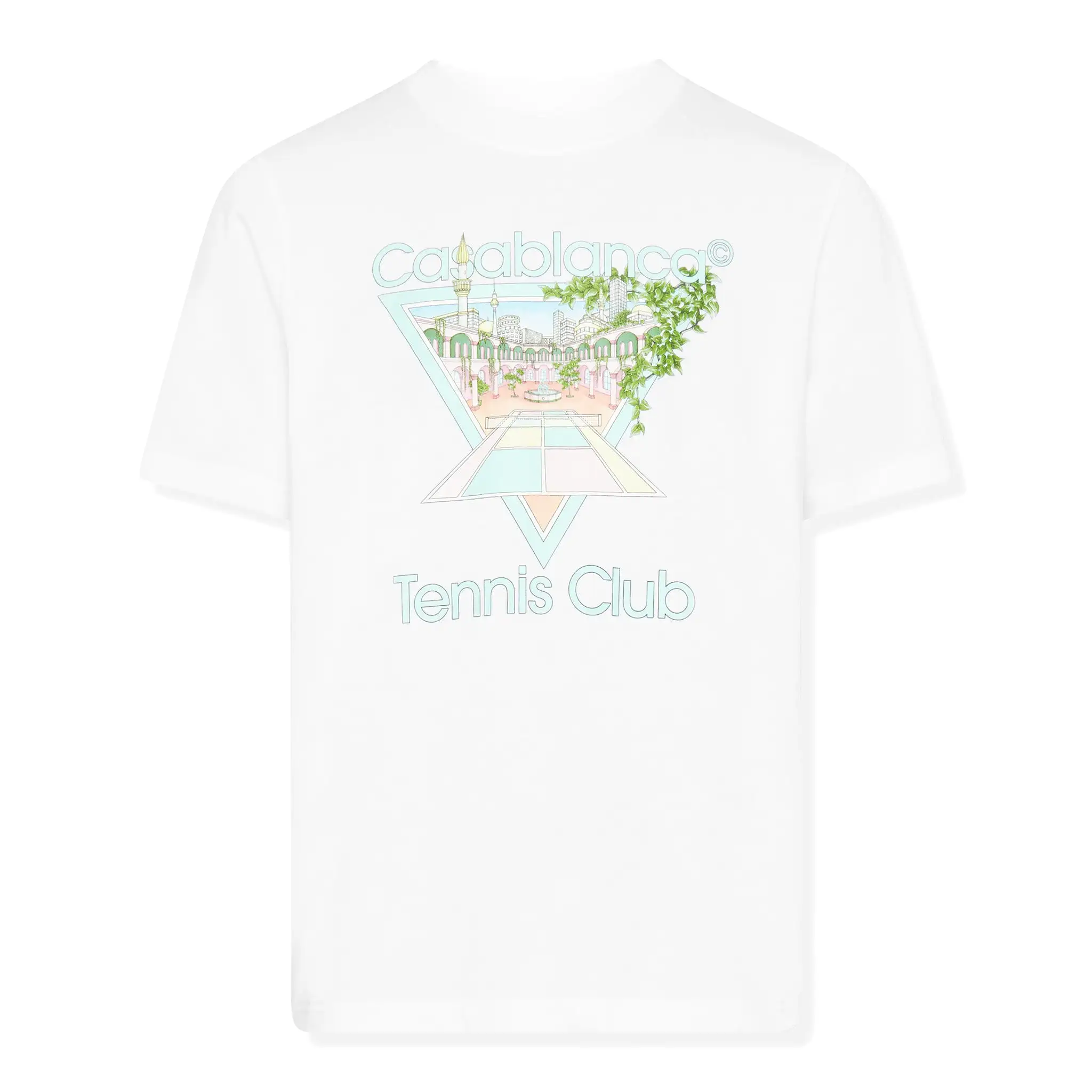 Casablanca Tennis Club Printed T Shirt White Pastelle