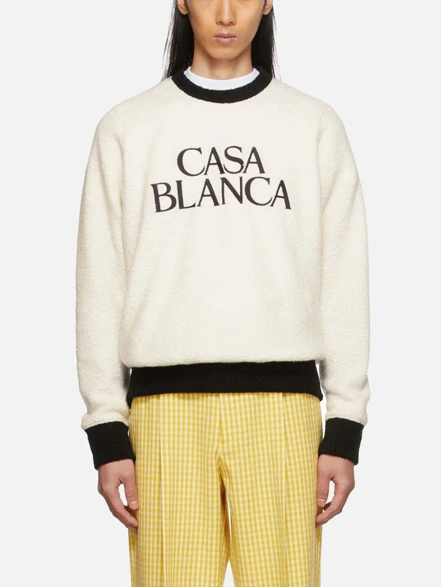 CASABLANCA Terry Colour Block İşlemeli Sweatshirt - Beyaz