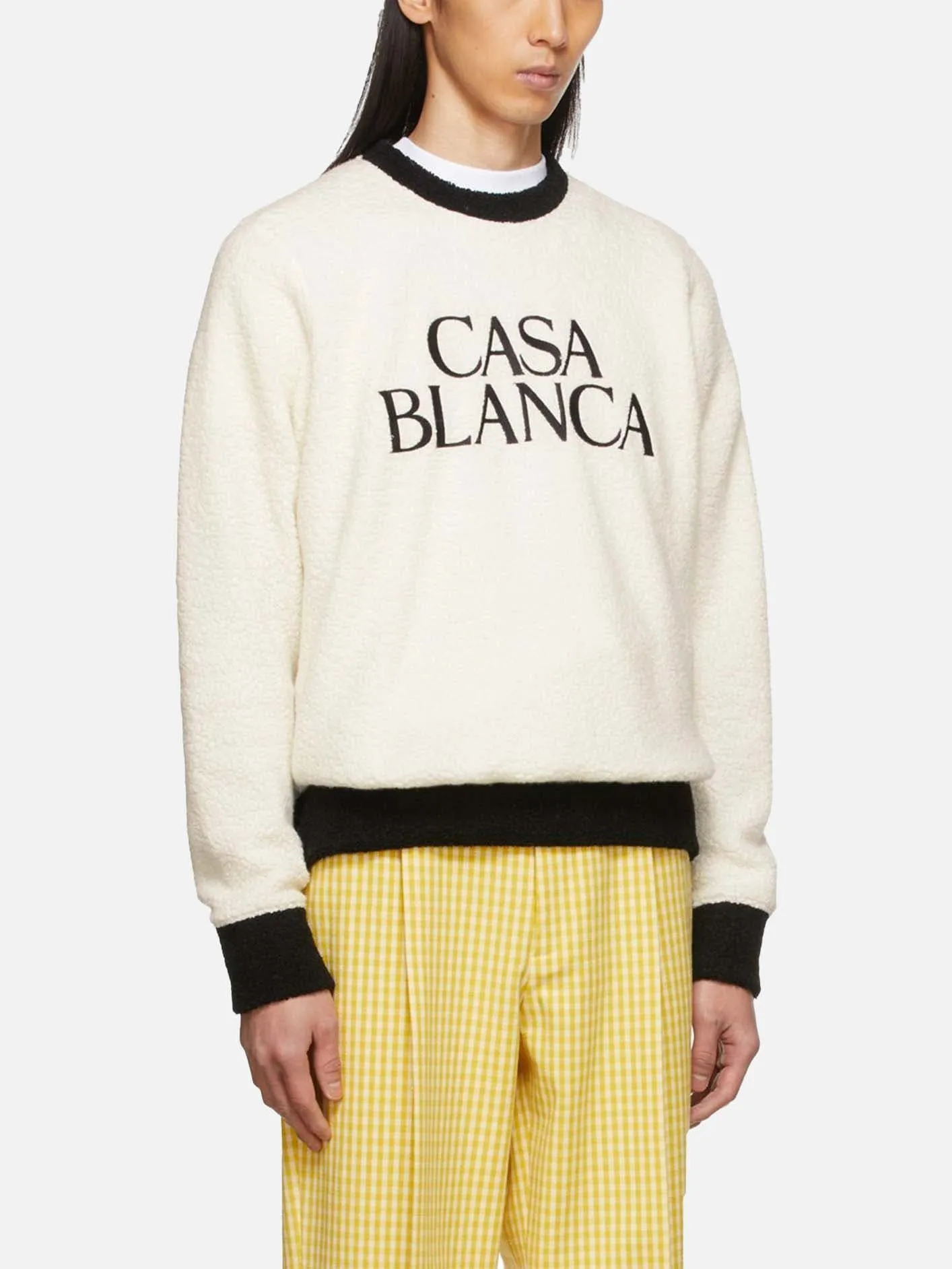 CASABLANCA Terry Colour Block İşlemeli Sweatshirt - Beyaz