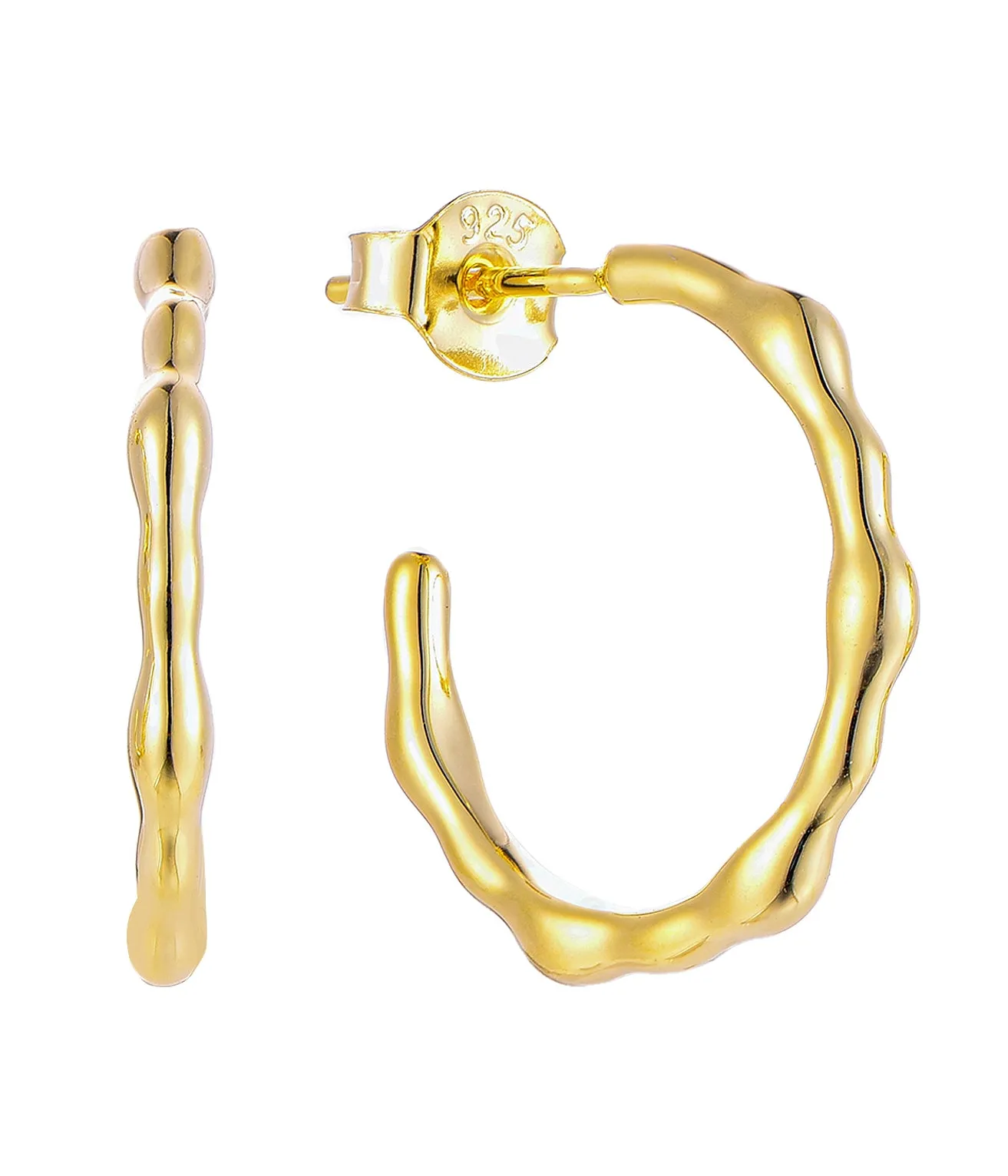 Casablanca Yellow Gold Plated Bamboo Hoop Earrings