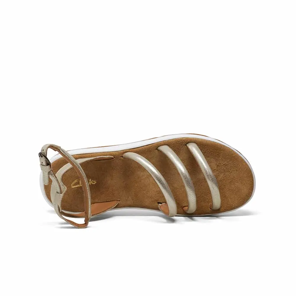 Clarks Jemsa Style 26165026 Women's Summer Leather Flat Sandals in Champagne