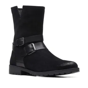 Clarks Women's Clarkwell Mid Boot Black Warmlined Leather