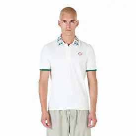 Classic Laurel Pique Polo White