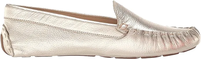 Cole Haan Evelyn Driver Gold Leather Slip On Rounded Toe Classic Flats Loafers