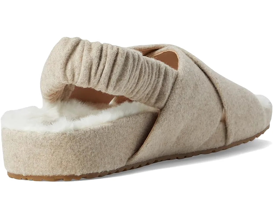 Cole Haan Mojave Crisscross Oatmeal Wool Slingback Rounded Open Toe Furry Sandal