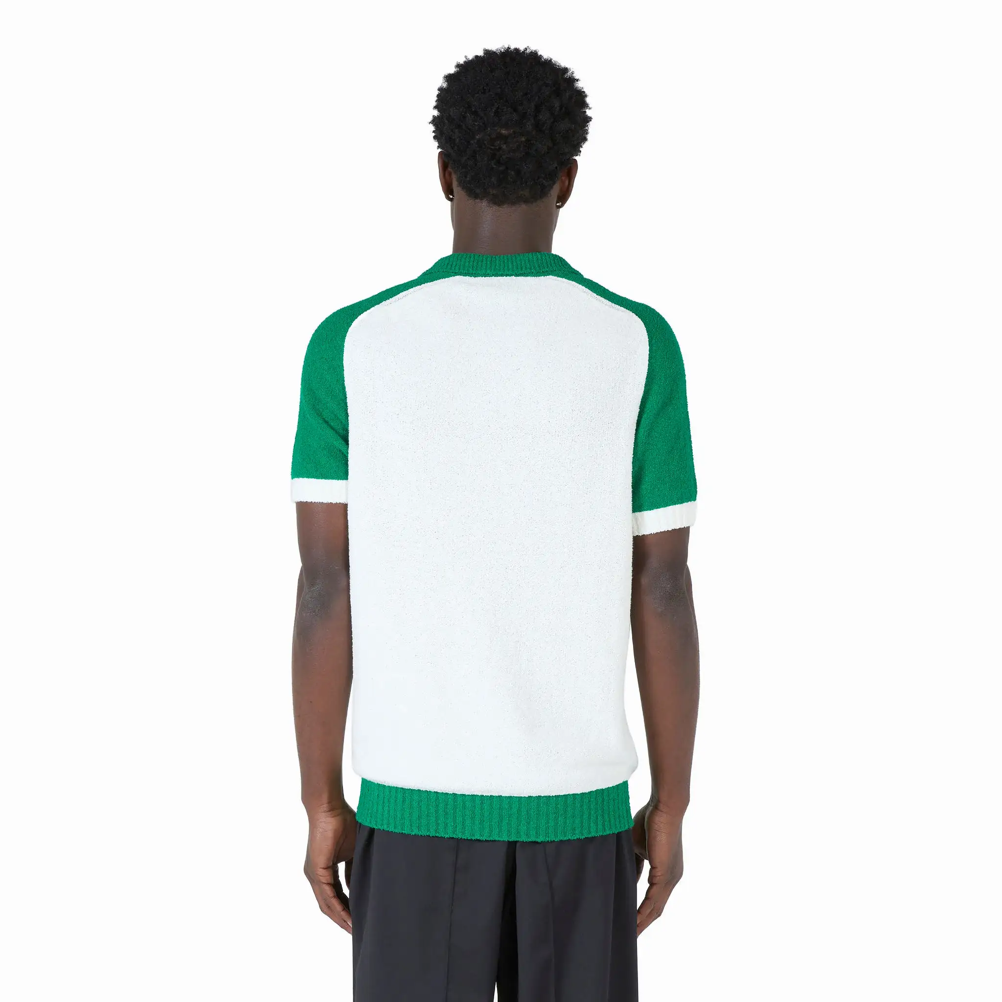 Colour Blocking Boucle Polo White | Green